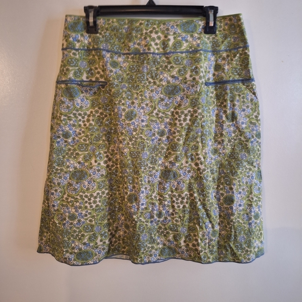 Studio M Floral A-Line Skirt in Green and Blue - Picture 3 of 8